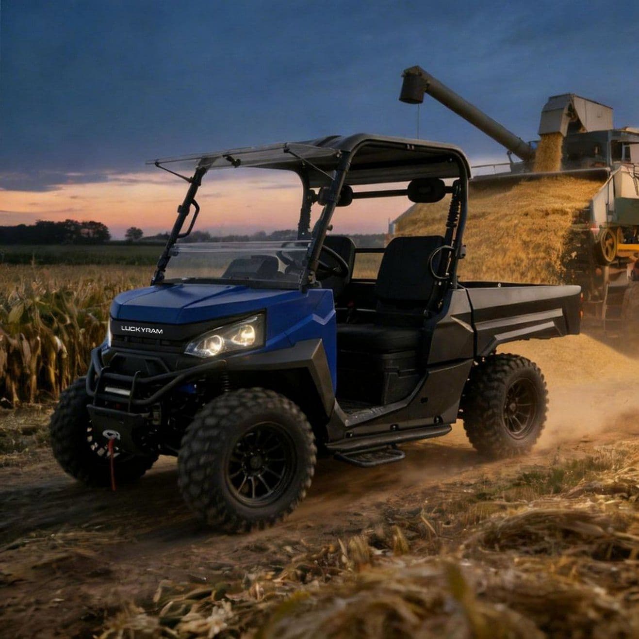 4WD электрлік UTV 14 дюймдік шиналар 1000 кг мүлікке техникалық қызмет көрсету үшін сүйрету