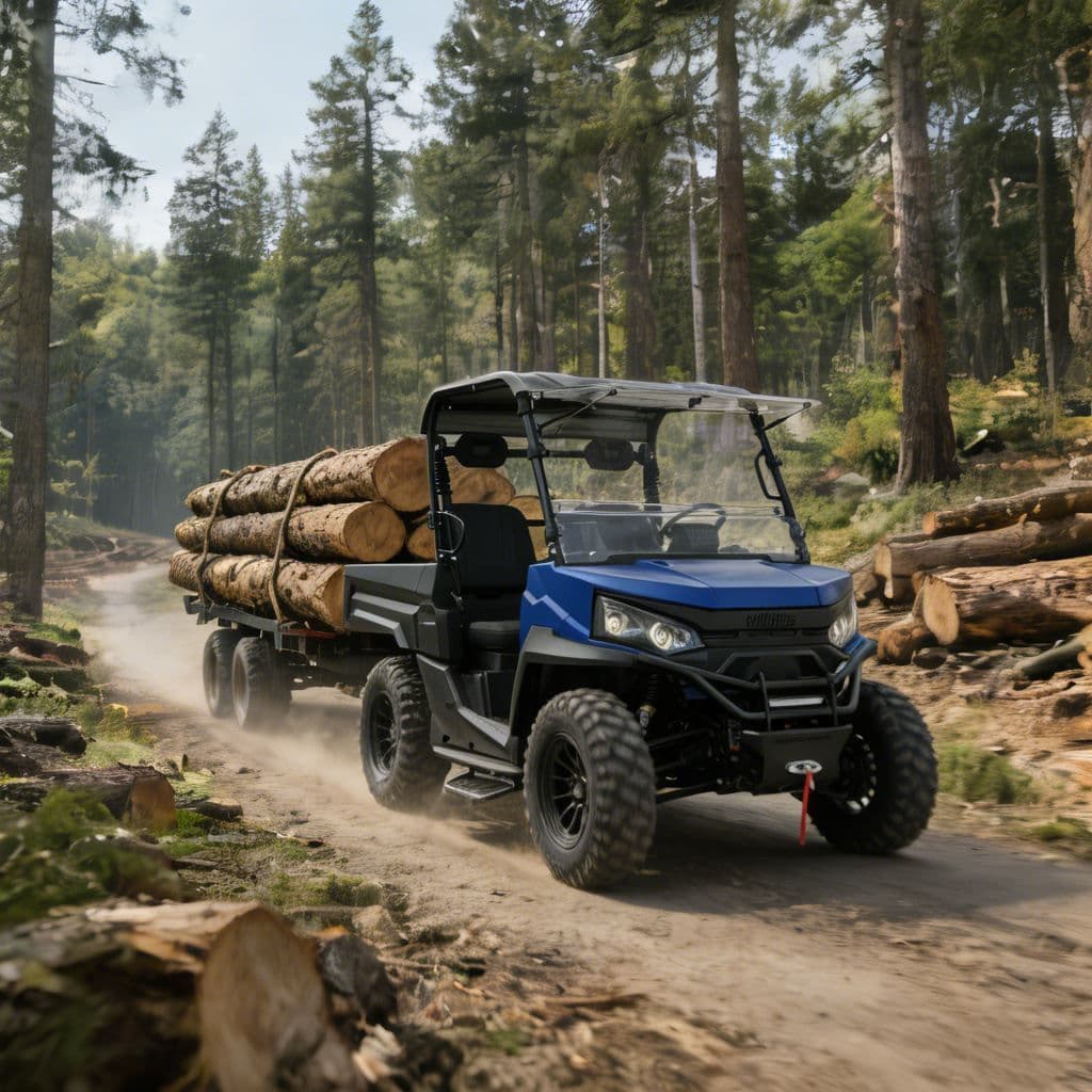 Аңшылық жұмыс орнына арналған 4WD электрлік UTV 73,6 В литий батареясы PKE кілтсіз